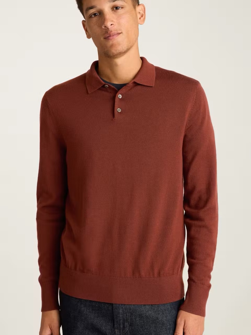 Bonobos Men's 100% Merino Long Sleeve Sweater Polo Size M Quiet Luxury Old Money